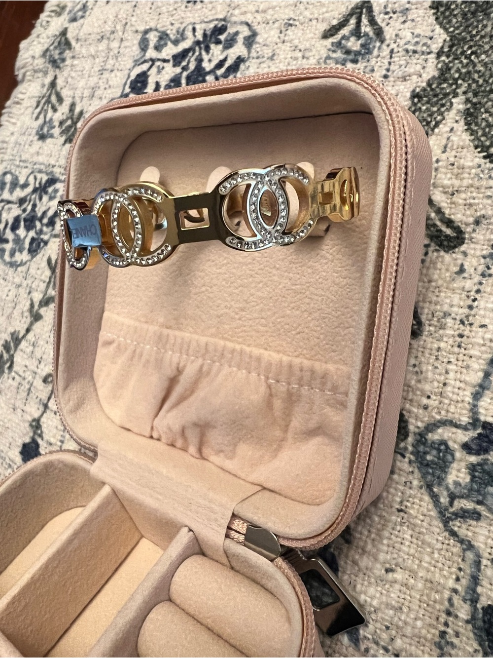 Gold Tone CC Logo Crystal Bracelet - Picture 3 of 4
